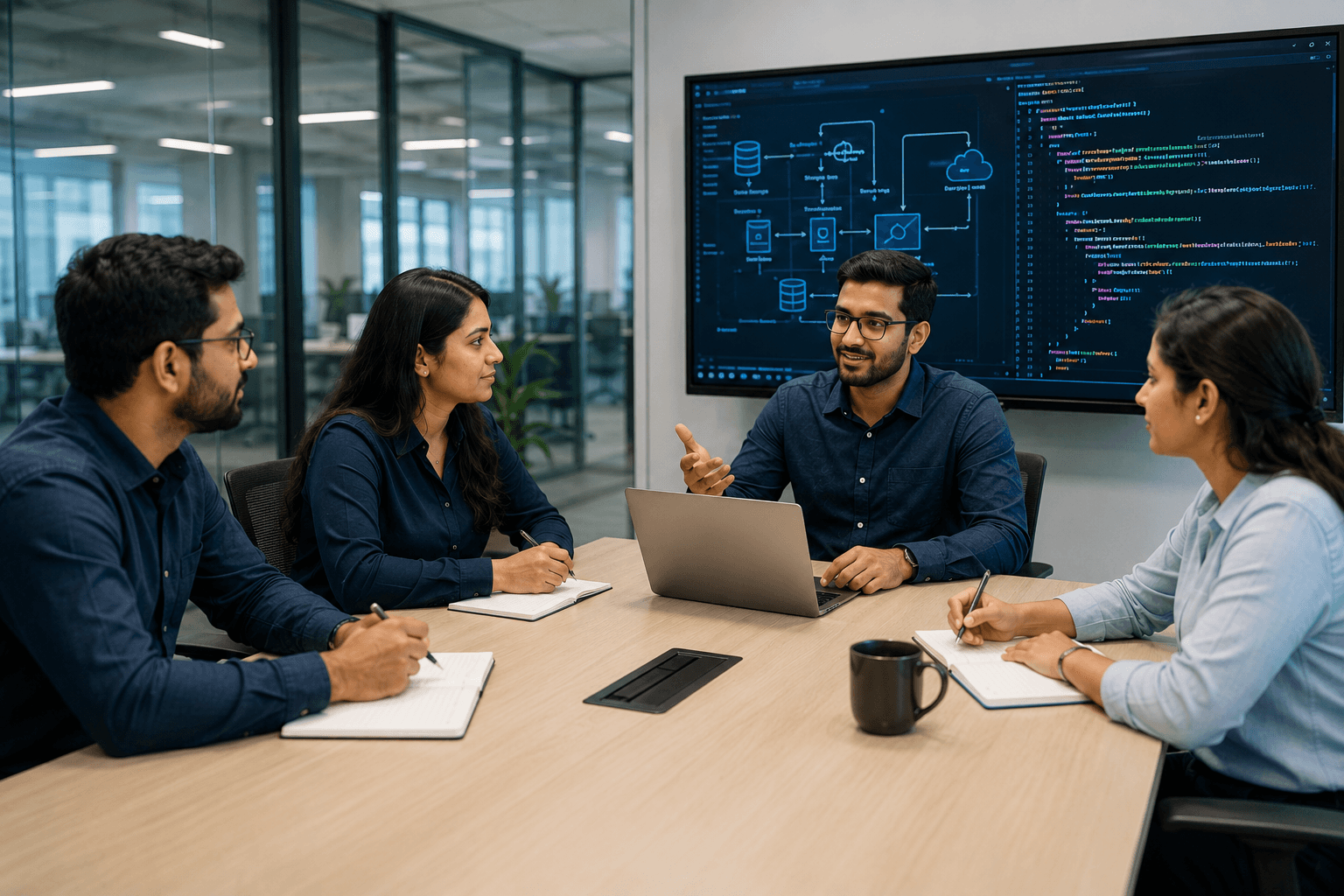 Veezen team in a technical discussion